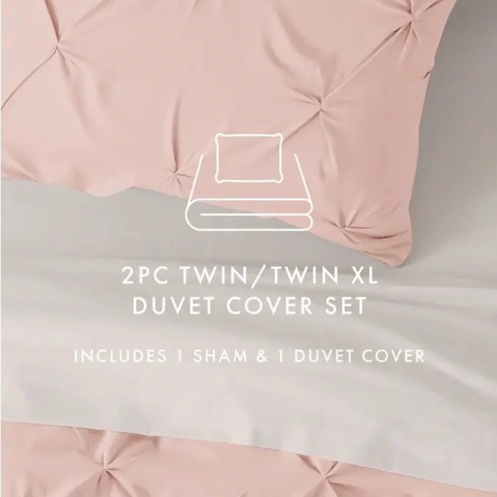 NWOT HOMESPUN Premium Ultra Soft 2-Piece Pinch Pleat Twin Duvet Cover